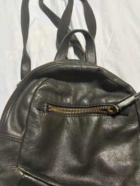 Fossil Black Leather Backpack with Gold Hardware
